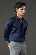 Blue Empire Satin Shirt