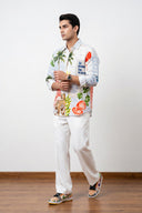 Multicolor Palm Tree & Tiger Printed  Full Sleeve Shirt
