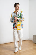Multicolor Artistic Vacation-Inspired Graphic Printed Casual Shirt