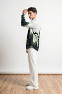 Green Pine Forest & Deer Wildlife Printed Full Sleeve Shirt