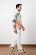 Multicolor Palm Tree & Tiger Printed  Full Sleeve Shirt