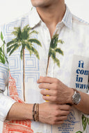 Multicolor Palm Tree & Tiger Printed  Full Sleeve Shirt