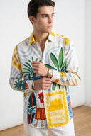 Multicolor Artistic Vacation-Inspired Graphic Printed Casual Shirt