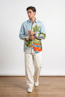 Multicolor Tropical Palm Tree & Camper Van Printed Casual Shirt