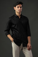 Noir Cascade Hand Embroidered Shirt