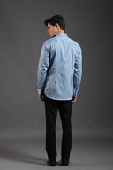 Steel Blue Satin Shirt