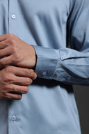 Steel Blue Satin Shirt
