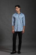 Steel Blue Satin Shirt