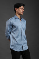 Steel Blue Satin Shirt