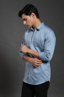 Steel Blue Satin Shirt