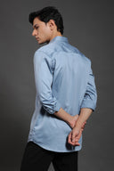 Steel Blue Satin Shirt