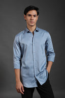 Steel Blue Satin Shirt