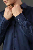 Blue Empire Satin Shirt