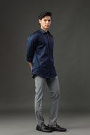 Blue Empire Satin Shirt