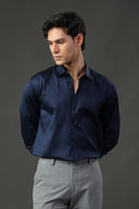 Blue Empire Satin Shirt