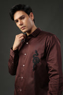 Serpent Noir Hand Embroidered Shirt
