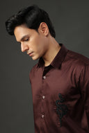 Serpent Noir Hand Embroidered Shirt